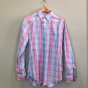 Plaid VV pink/blue button down slim Tucker fit